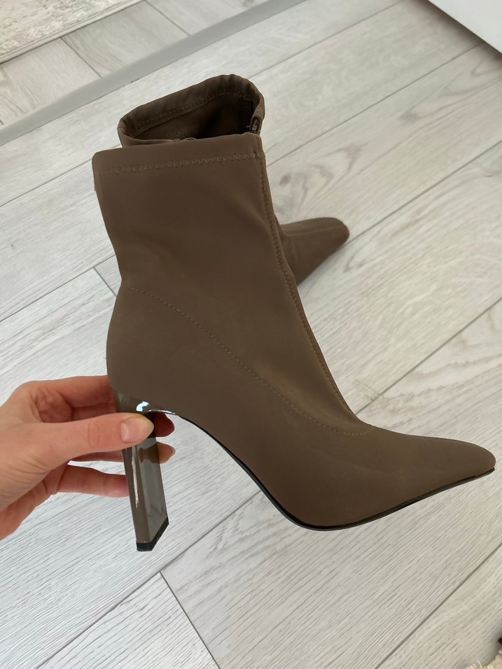 Kahverengi Deri Stiletto Topuklu Kadın Bot - Görsel 2