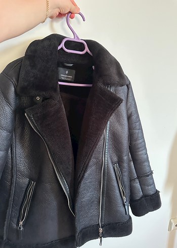 Kürklü Siyah Deri Biker Ceket