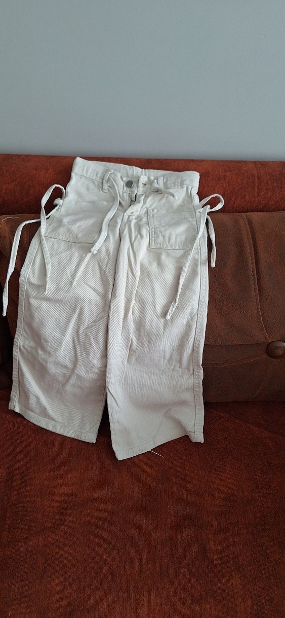 kız çocuk Beyaz Keten pantolon - Görsel 5