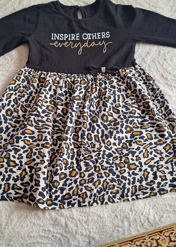 Kız Çocuk Leopar Desenli Uzun Kollu Elbise - Görsel 2