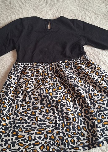 Kız Çocuk Leopar Desenli Uzun Kollu Elbise - Görsel 3