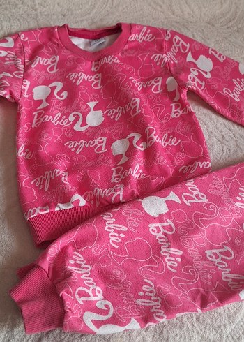 Barbie Baskılı Pembe Kız Eşofman Takımı - Görsel 3