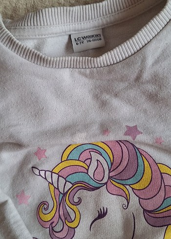 Kız Çocuk Gri Unicorn Baskılı Sweatshirt - Görsel 2