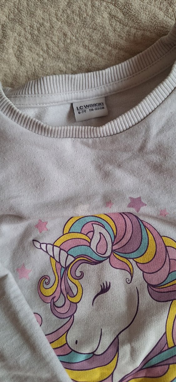 Kız Çocuk Gri Unicorn Baskılı Sweatshirt - Görsel 2