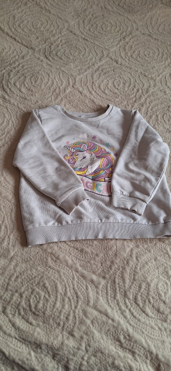 Kız Çocuk Gri Unicorn Baskılı Sweatshirt - Görsel 3