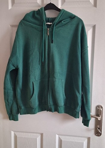 Kadın Yeşil Fermuarlı Sweatshirt hırka - Görsel 4