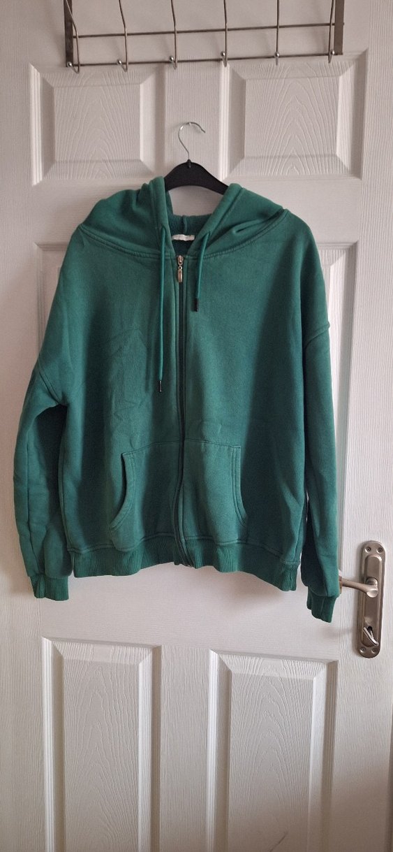 Kadın Yeşil Fermuarlı Sweatshirt hırka - Görsel 4