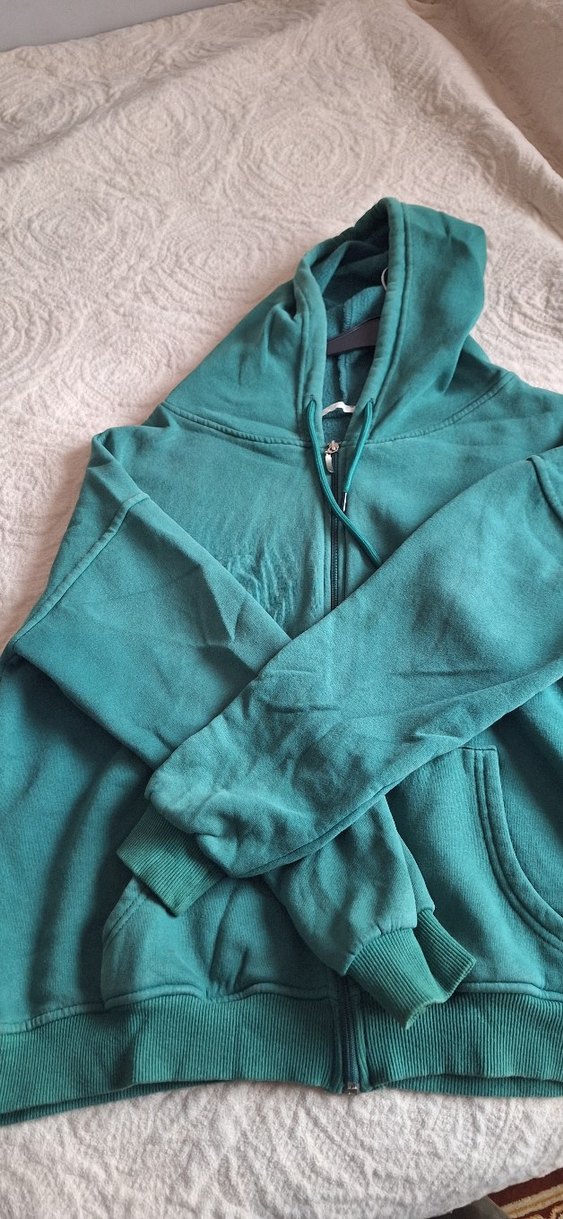 Kadın Yeşil Fermuarlı Sweatshirt hırka - Görsel 2