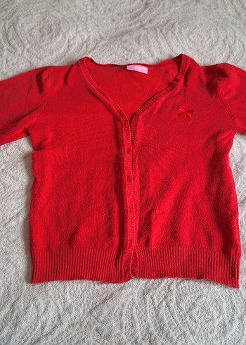 Kız Çocuk Kırmızı Triko Hırka - Görsel 2