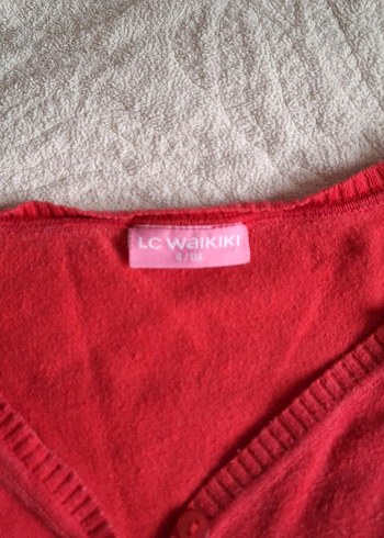 Kız Çocuk Kırmızı Triko Hırka - Görsel 5