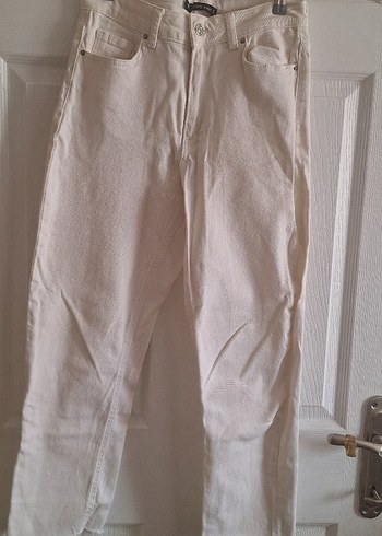 Love Moschino Beyaz Keten Kadin Jean Pantolon