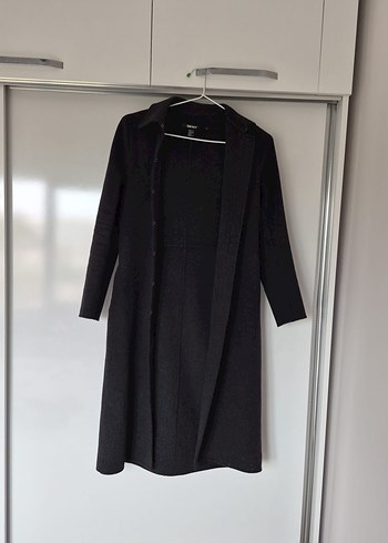 Gri Düğmeli DKNY Yünlü palto kaban - Görsel 3