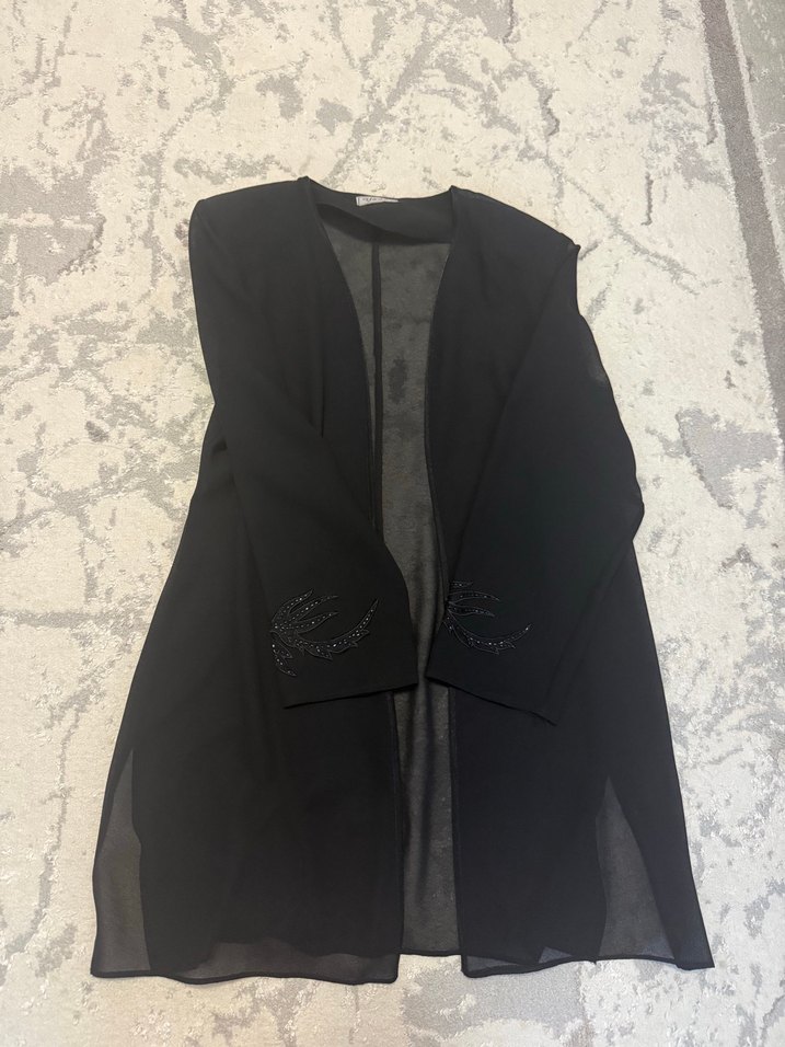 Drapeli Siyah Uzun Kollu Gotik Abiye Elbise - Görsel 3