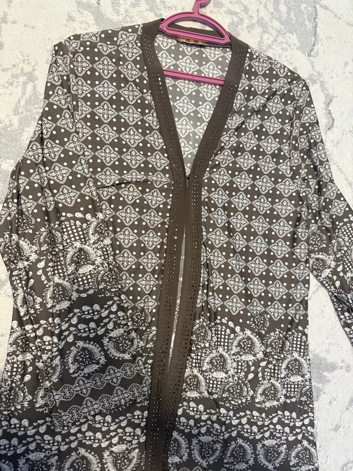 Dantel Detaylı Kahve Bohem Uzun Kollu Kimono - Görsel 3