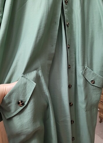 Zara Gömlek uzun kimono tunik mint yeşili 