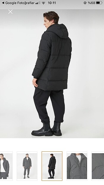 l Beden siyah Renk Erkek Uzun Şişme Mont #zara #koton #erkek #mont