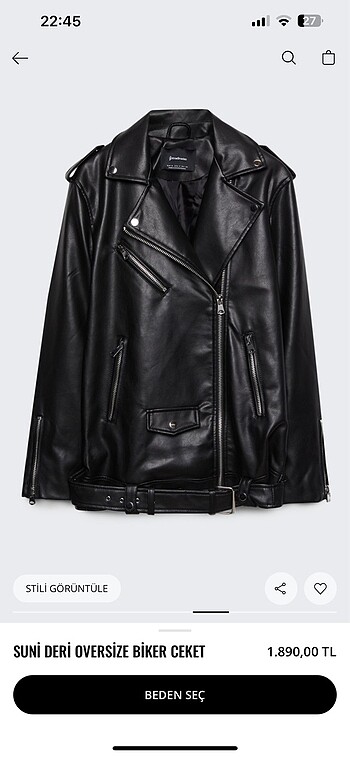 Stradivarius Deri Biker Ceket