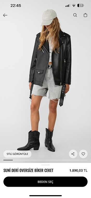 Stradivarius Stradivarius Deri Biker Ceket
