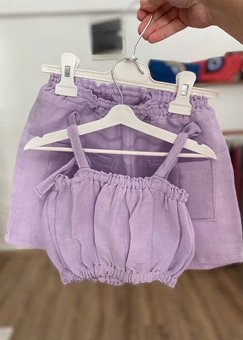 Pastel Mor Kız Çocuk Müslin Takım