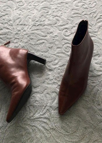 Mango Kadın Taba Deri Stiletto Topuklu Bot
