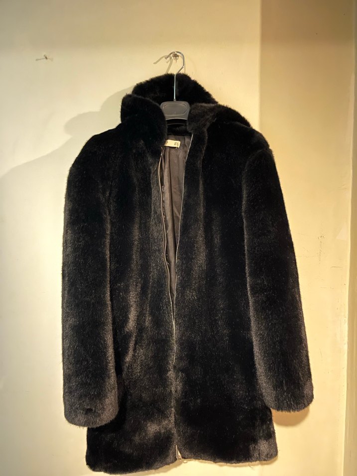 Siyah Mango Kadın Kürk Ceket - Görsel 2