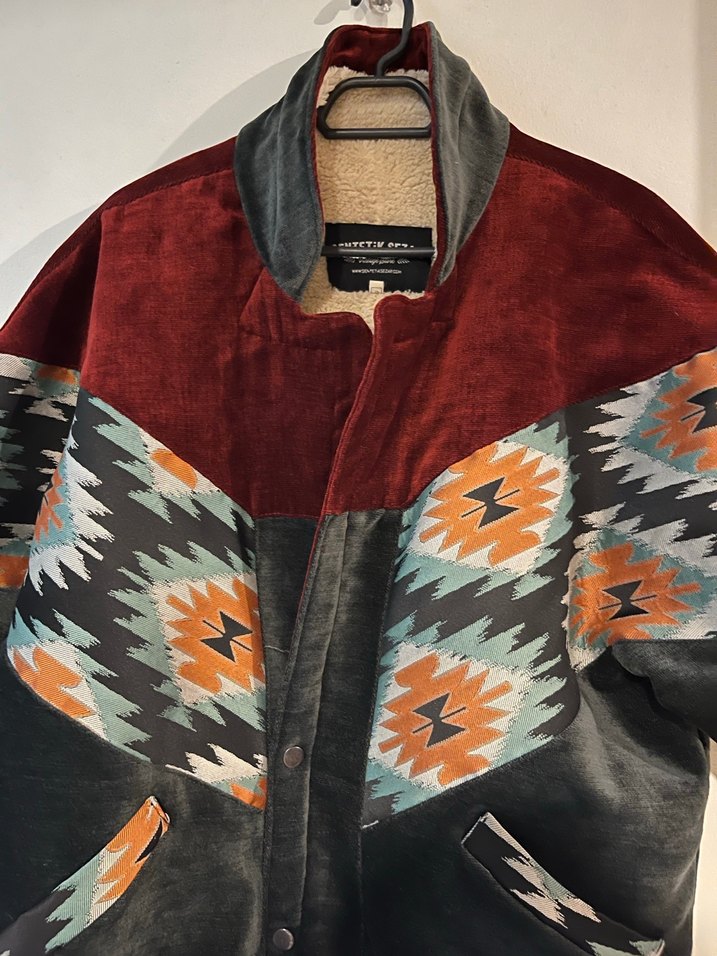 Desenli Kadın Bomber Ceket, Yüksek Yakalı, Fermuarlı - Görsel 2