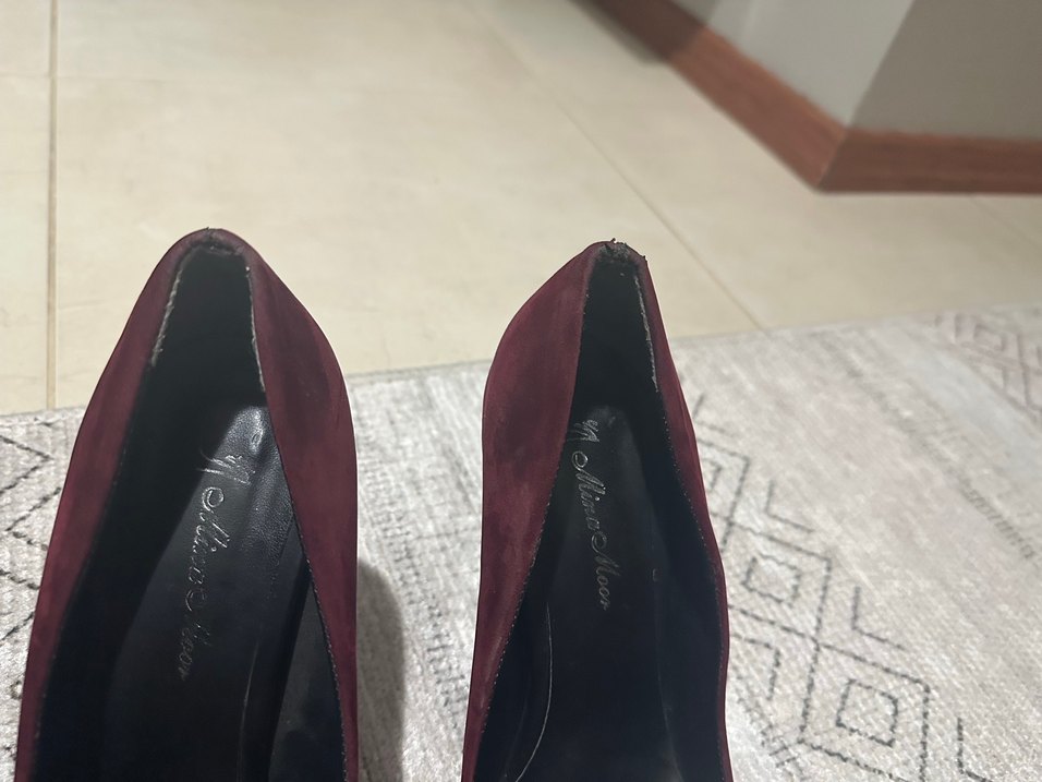 Bordo Süet Stiletto Topuklu Kadın Ayakkabı - Görsel 2