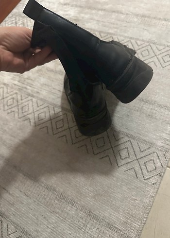 Siyah Deri Platform Topuklu Bot - Görsel 3