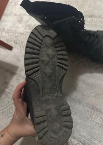 Siyah Deri Platform Topuklu Bot - Görsel 6