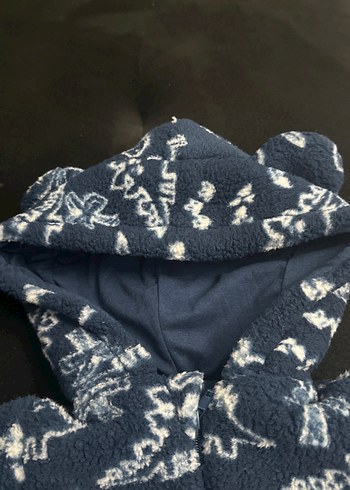 Erkek Çocuk Lacivert Kapüşonlu Dinozor Desenli Mont - Görsel 4