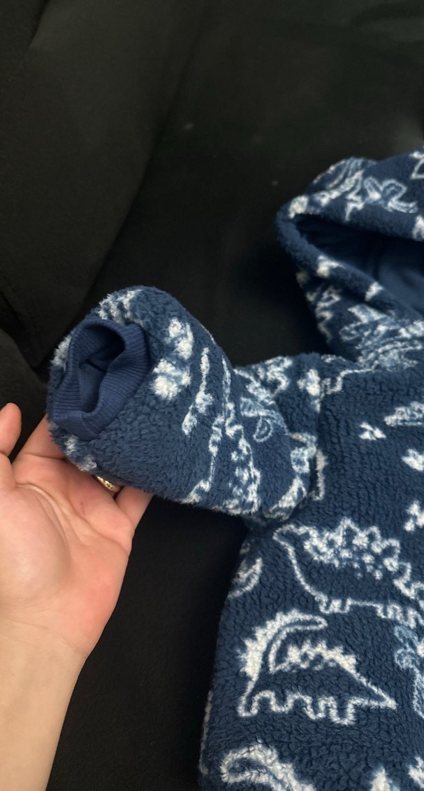 Erkek Çocuk Lacivert Kapüşonlu Dinozor Desenli Mont - Görsel 3