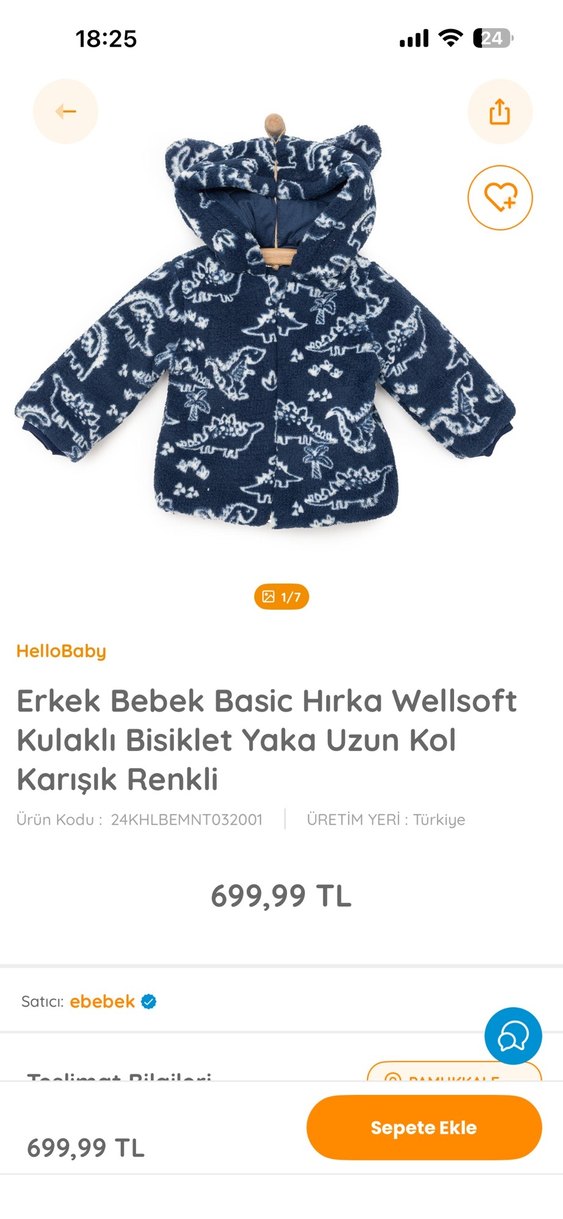 Erkek Çocuk Lacivert Kapüşonlu Dinozor Desenli Mont - Görsel 2