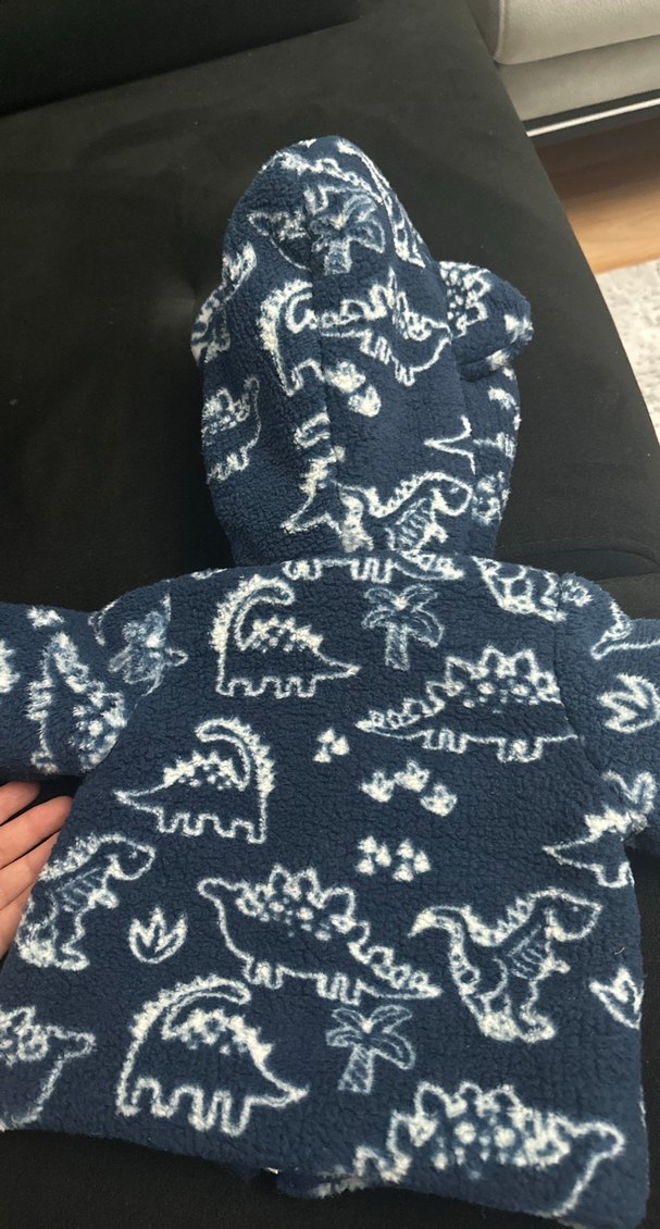 Erkek Çocuk Lacivert Kapüşonlu Dinozor Desenli Mont - Görsel 5