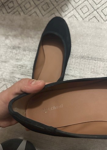 Siyah Kadın Süet Topuklu Babet - Görsel 4