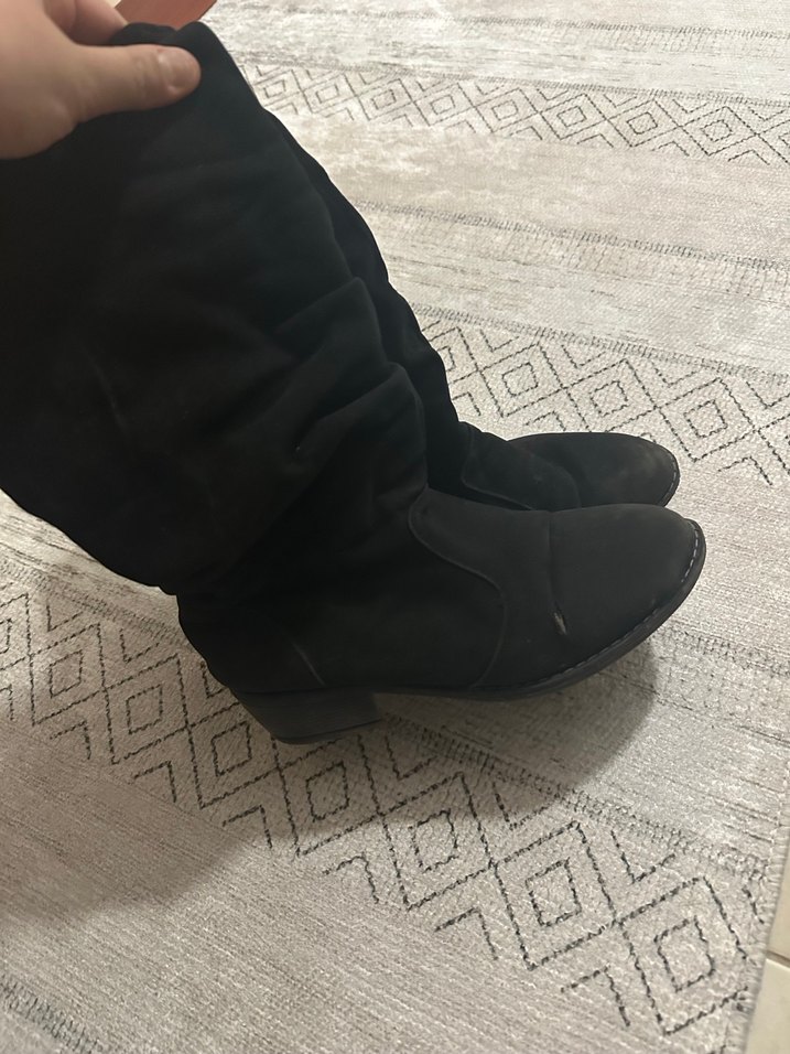 Siyah Süet Dizaltı Bot - Görsel 3