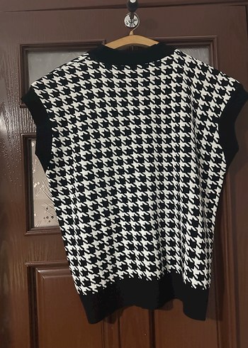 V Yaka Örgü Desenli Kadın Süveter - Görsel 2