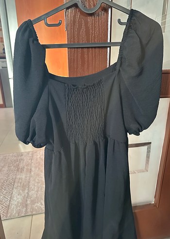Siyah balon kol mini elbise - Görsel 3