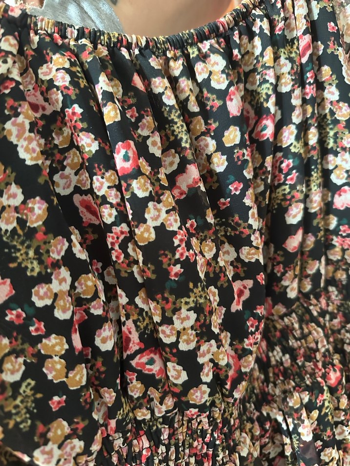 Kahverengi Çiçek Desenli Bohem Elbise - Görsel 4