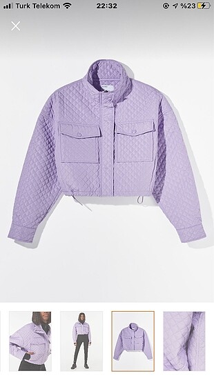 Bershka Mor Crop Ceket