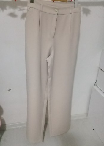 Bej Kadın Kumaş Pantolon Uzun Kesim