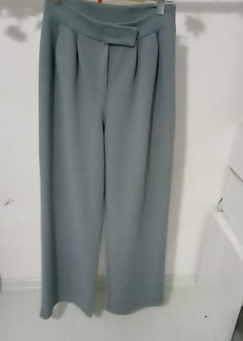 Gri Midi Pliseli Kadın Kumaş Pantolon