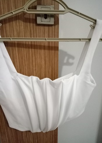 Trendyol & Milla Beyaz Katlı Keten Mini Büstiyer