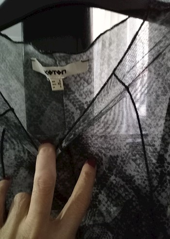 Koton Gri Yılan Desenli Uzun Kollu Uzun Elbise
