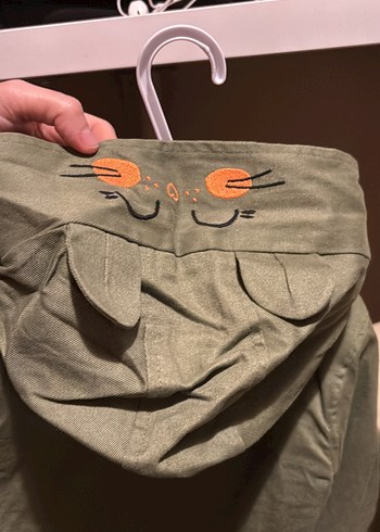 Kız Çocuk Haki Süet Fermuarlı Ceket - Görsel 2