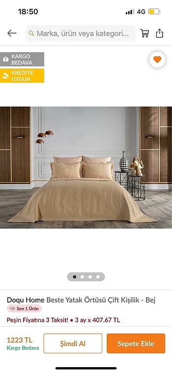 Doqu home çift kişilik yatak örtüsü