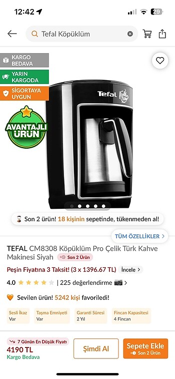 Tefal köpüklüm pro Çelik kahve makinesi