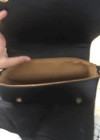 Beden siyah Renk Siyah Deri Tokalı Kadın Çanta