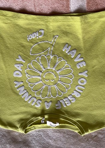 Kız Çocuk Sarı Desenli Straplez Gömlek - Görsel 3