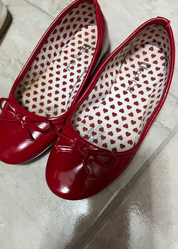 Kız Çocuk Kırmızı Fiyonklu Bale Ayakkabısı - Görsel 3