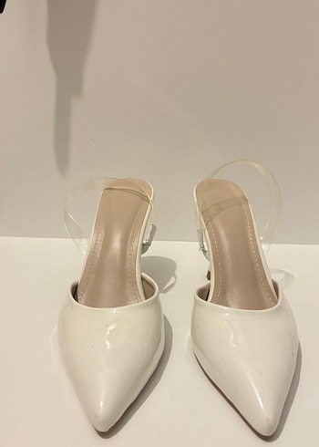 Beyaz Topuklu Kadın Abiye Ayakkabı - Görsel 2